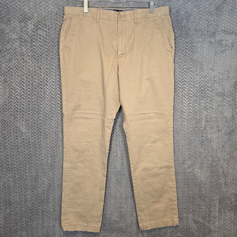 J.Crew Mens Athletic Fit Chino Pants Tan Khaki Stretch 34x32 AV209